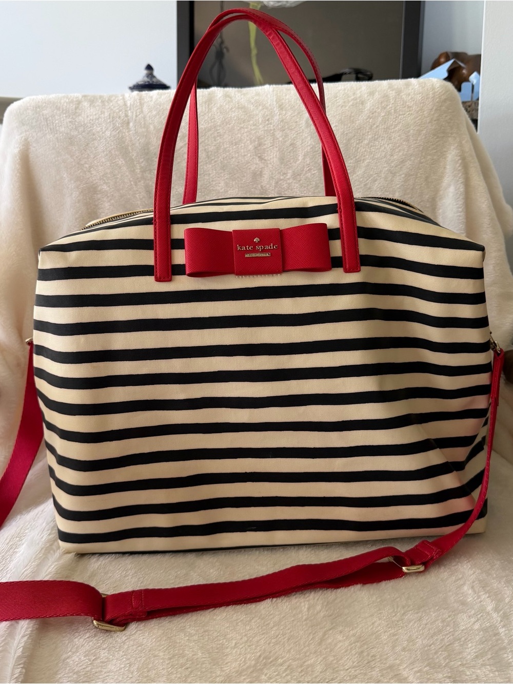 Kate Spade New York  Duffle Bag Striped Large Weekender Travel Tote